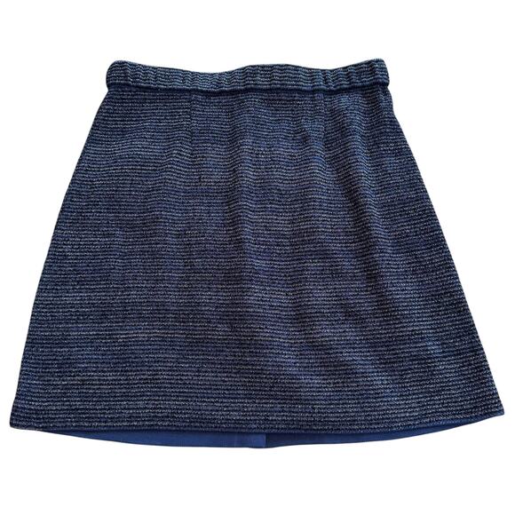 Misook Blue Metallic Knitted Pull On Mini Skirt Medium - Picture 2 of 9